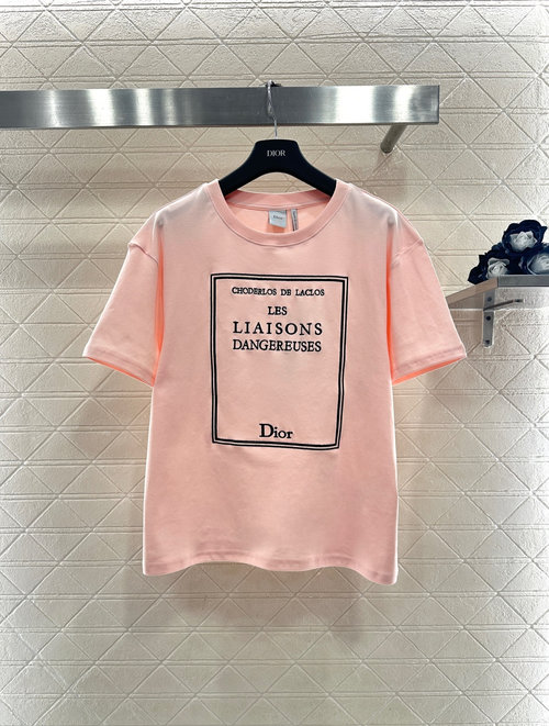 Dior Custom Cotton Round-Neck T-Shirt with French Slogan