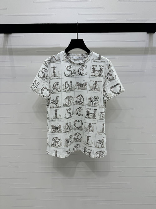 Dior Checked Round-Neck T-Shirt in High-Quality Wool for French Style