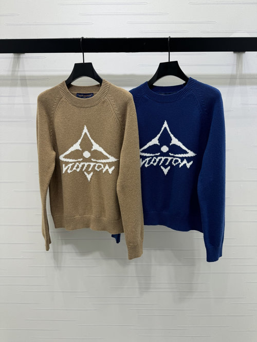 Louis Vuitton Premium Clover Embroidered Sweater with Vintage Diamond Pattern