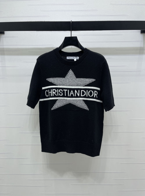 Dior Elegant Knit Top Adorned with Cross-bar and Pentagram