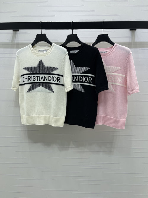 Dior Refined Knit Top Featuring Cross-bar and Pentagram Motifs