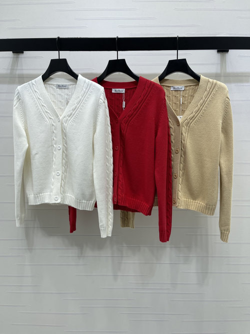 Max Mara V-Neck Cardigan with Sophisticated Twisted Back Design