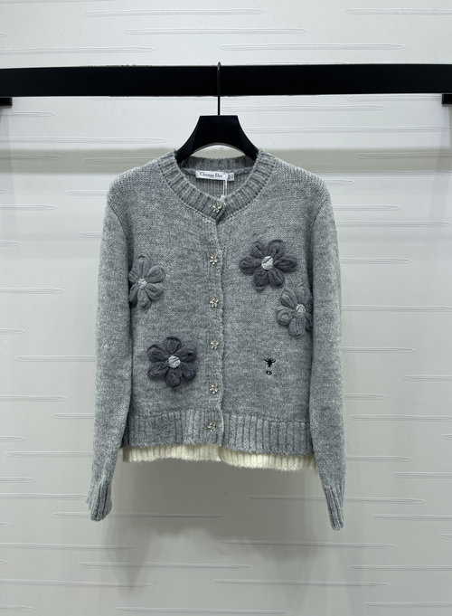 Dior High-End Hooked Knitted Cardigan, Exquisite and Sophisticated