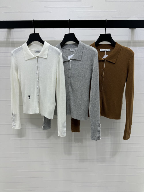 Dior Spring-Summer Knitted Cardigan with Embroidered Logo