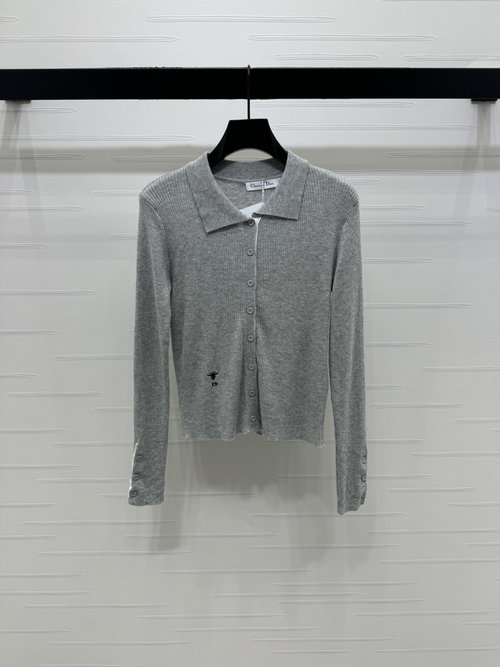 Dior Spring-Summer Knitted Cardigan with Embroidered Logo