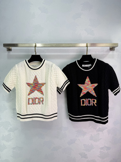 Dior Gradient Star Knit Short-Sleeve with Elastic Border