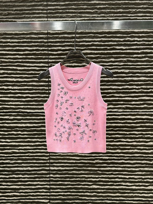 Dior Embroidered Butterfly Rhinestone Knit Vest