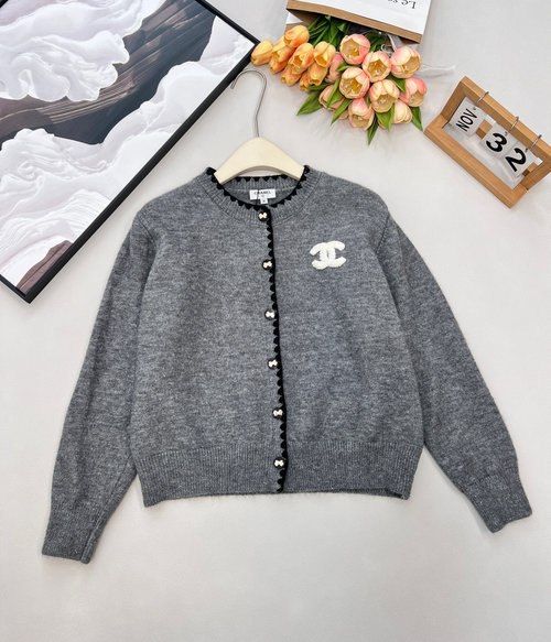 Chanel Soft Knit Cardigan with Logo and Bow for French Chic