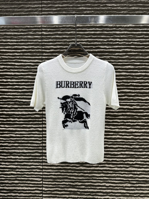 Burberry Jacquard Knight Knit Short-Sleeve Shirt with Unique Pattern