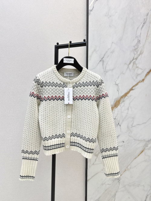 Thom Browne Festive Fair Isle Cardigan with Exclusive Color