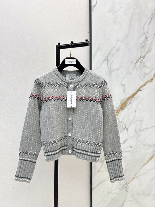 Thom Browne Festive Fair Isle Cardigan with Exclusive Colors