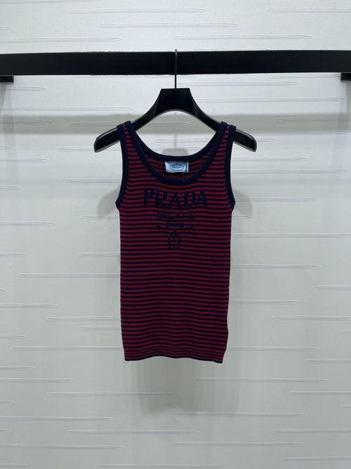 Prada Spring-Summer: Contrast Stripe Knit Sleeveless Vest