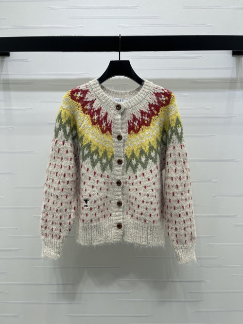 Dior Latest Heavy Embroidered Round Neck Cardigan in Premium Wool