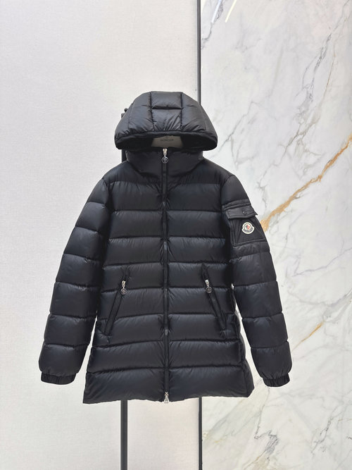 Moncler Versatile Hooded Mid-Length Down Jacket
