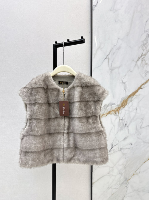 Loro Piana Exclusive Faux Fur Vest with Shiny Fabric and Warmth