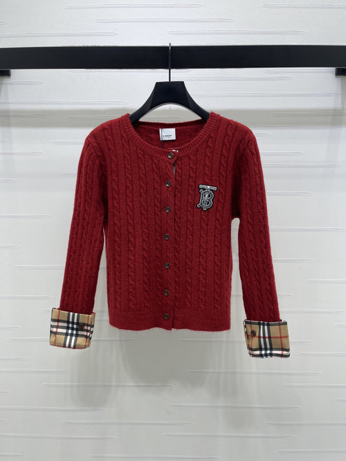 Burberry Premium Wool Knit Cardigan with Heavy - Duty Logo