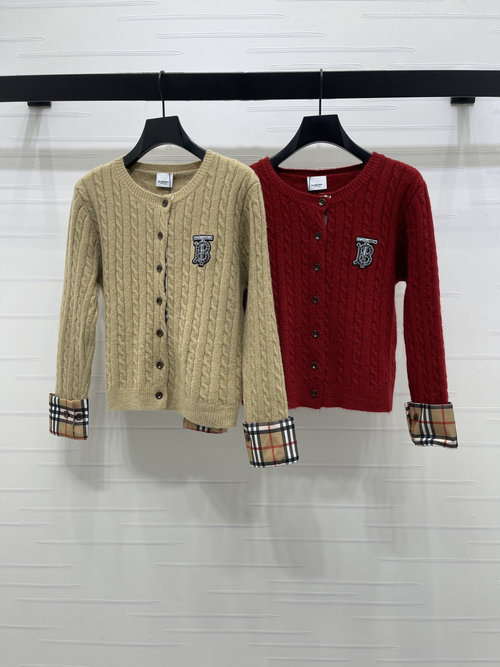 Burberry Premium Wool Knit Cardigan with Heavy - Duty Logo