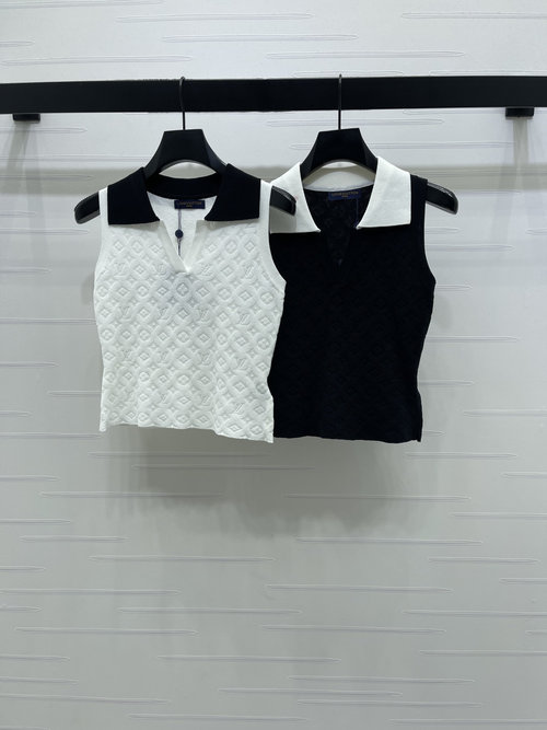 Louis Vuitton Embroidered Letter Collar Knitted Vest, Vintage Style