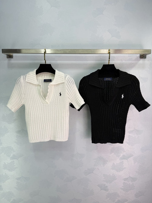 Polo Ralph Lauren Twist Knit Polo Shirt with Horse Embroidery