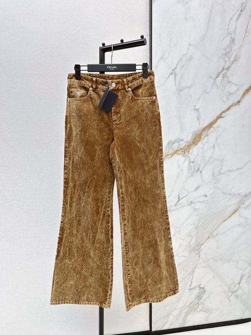 Prada Snowflake Corduroy Flare Pants with Vintage Card
