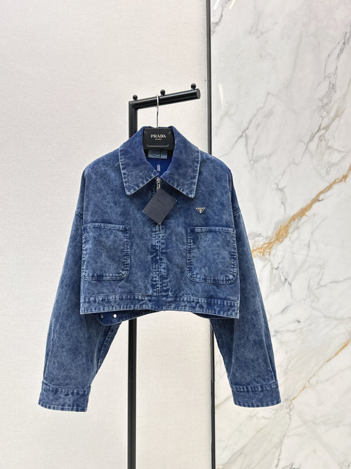 Prada Snowflake Corduroy Lapel Jacket with Custom Metal Logo