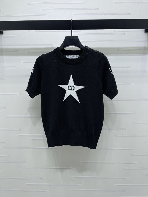 Dior Color - Blocked Star Knit Short Sleeve for Comfort