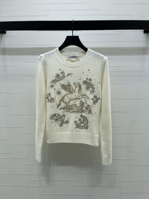 Dior Exquisite New Year Embroidered Long - sleeved Sweater