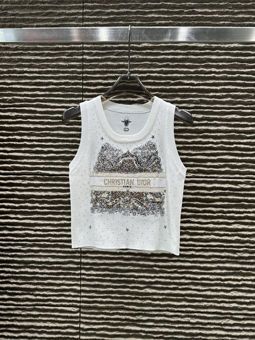 Dior New Embroidered and Rhinestone - Studded Vest