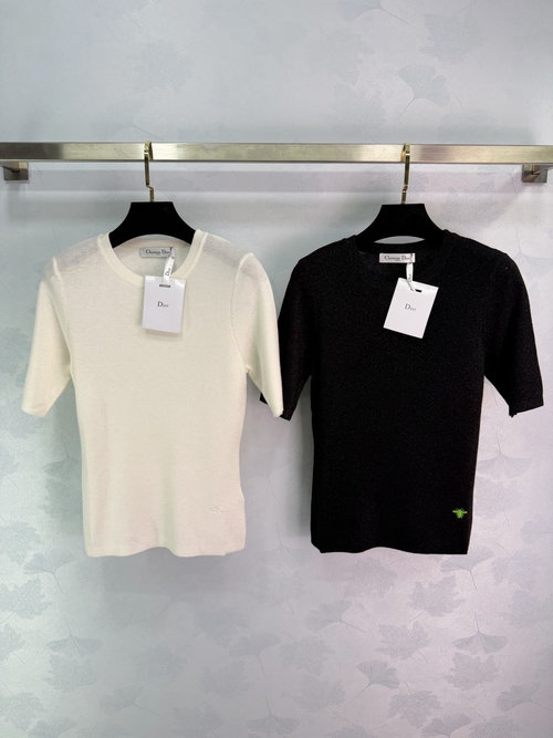 Dior Premium Cashmere Short-Sleeve Top, Versatile Sophistication