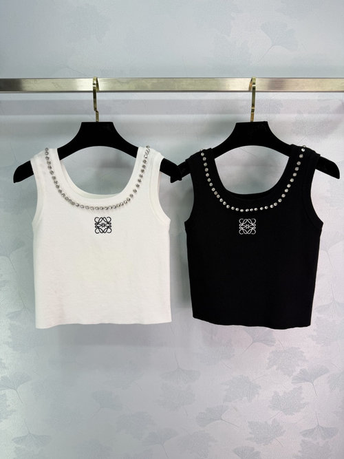 Loewe Pearl-Embellished Knit Vest, Summer s Stylish Choice