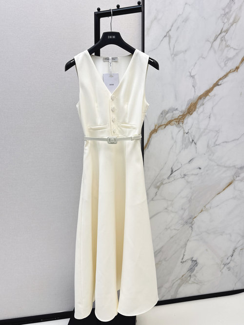 Dior Hepburn Style Back Bow Sleeveless High-Waist Party Dress