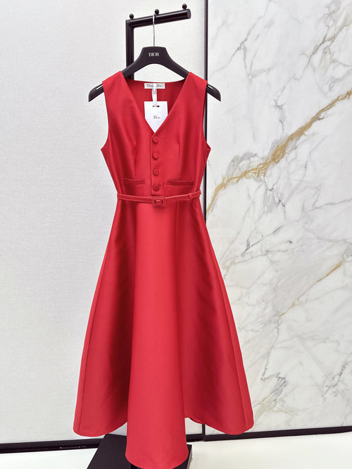 Dior Hepburn Style Back Bow Sleeveless High-Waist Party Dress