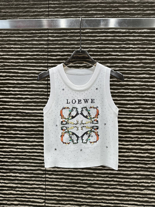 Loewe New: Studded Heavy - Duty Embroidery Curved Pearl Vest