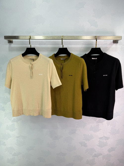 Miu Miu Vintage - Style Knit Top with Embroidered Logo for Layering