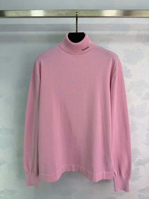 Prada Pink Turtleneck Sweater with Minimalist Logo