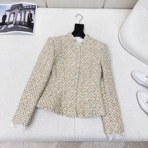 Chanel Exclusive Small Stand-up Collar Sequined Knit Jacket, Noble