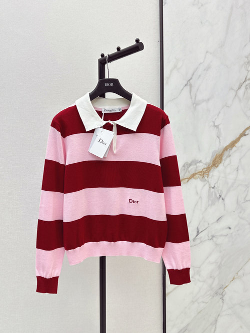 Dior Pink Color Block Cotton Polo Shirt