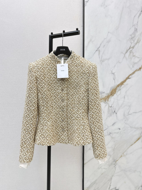 Dior Exclusive Small Stand - Collar Knitted Coat with 3D Waist