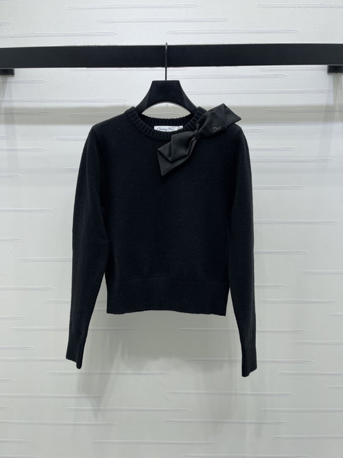 Dior Sweet Bowknot Knit Pullover for Sophisticated Look