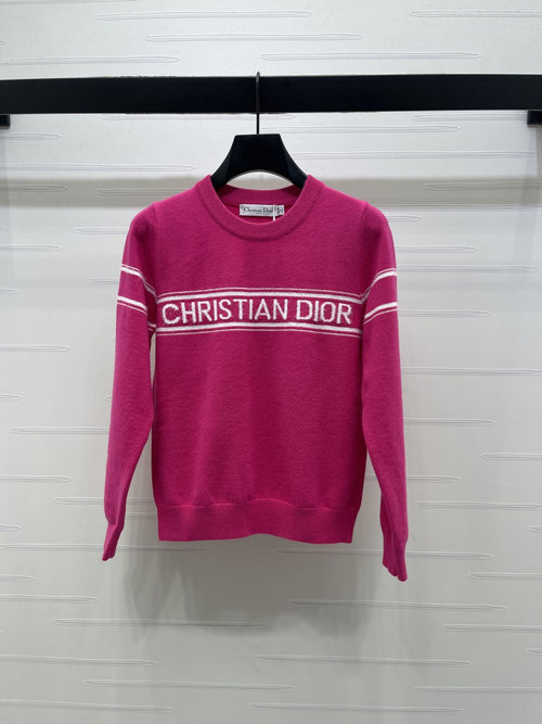 Dior Jacquard Pullover Sweater with Horizontal Logo and Classic Fit