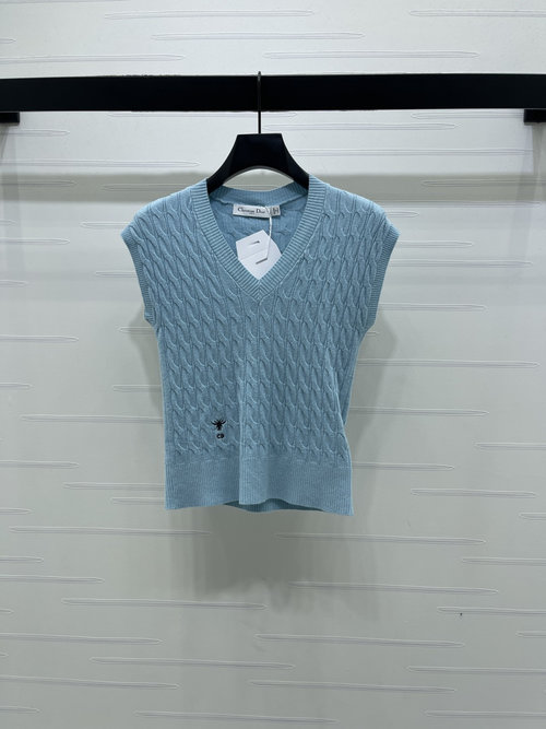 Dior Knit Vest with Twisted Stripe and CD Logo