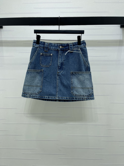 Chanel Customized Denim Skirt with Embroidered Logo