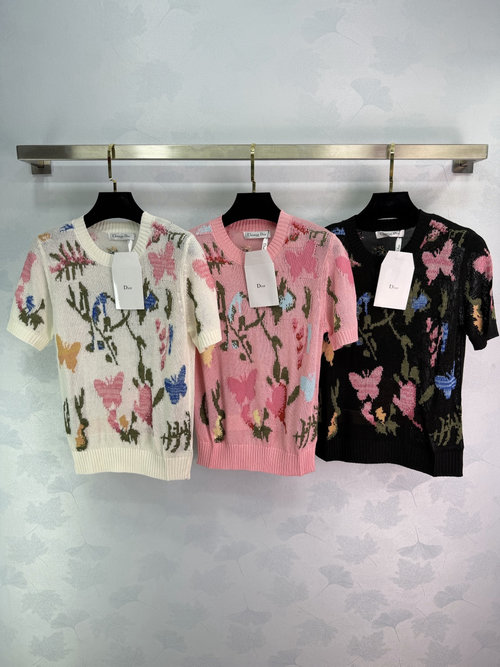 Dior Soft and Stylish Butterfly & Flower Knit Top