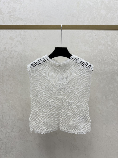 Dior Pure - Color Hollow Round - Neck Knitted Vest