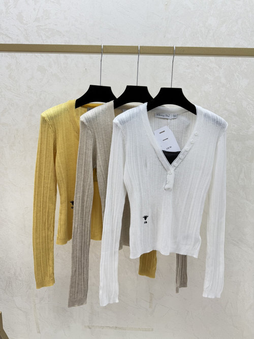 Dior Color - Blocked Simple Round - Neck Knitted Long - Sleeve