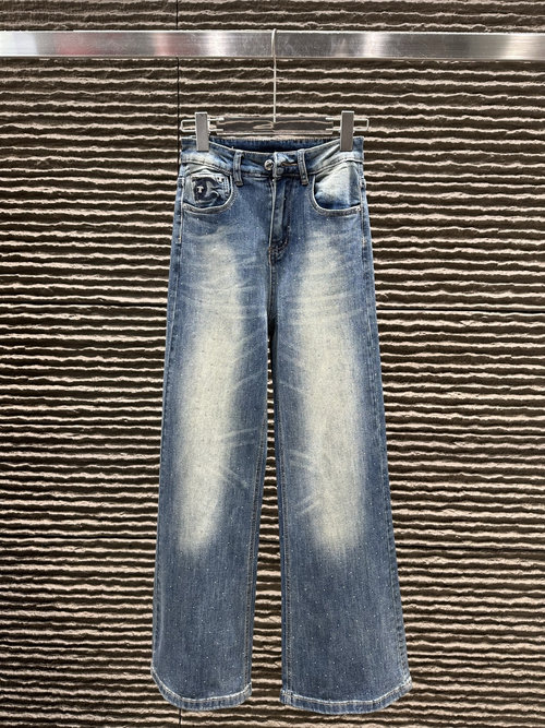 Chanel New Heavy Embroidery Straight Leg Jeans