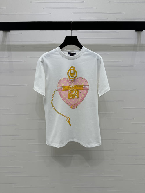 Dior Spring Round Neck Print Beaded Logo Short Sleeve T-Shirt