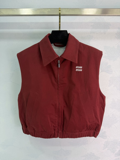 Miu Miu Denim Vest Jacket with Grey Cotton Lining