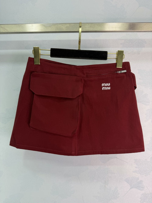 Miu Miu Low-Waist Denim Utility Pocket Skirt, Chic Design