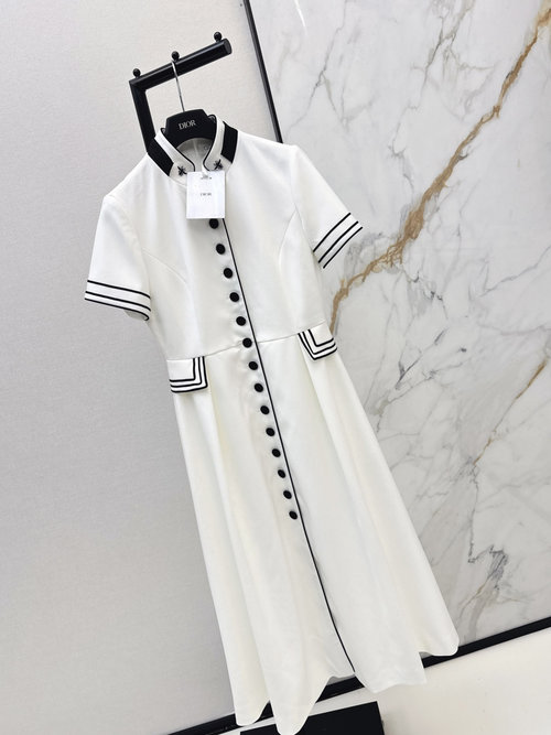 Dior Embroidered Bee Collar Navy - Inspired Dress with Tailored Fit